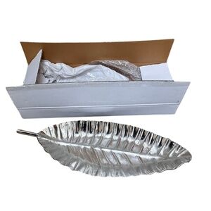 NEW Fete Home Silver Metal Leaf Dish